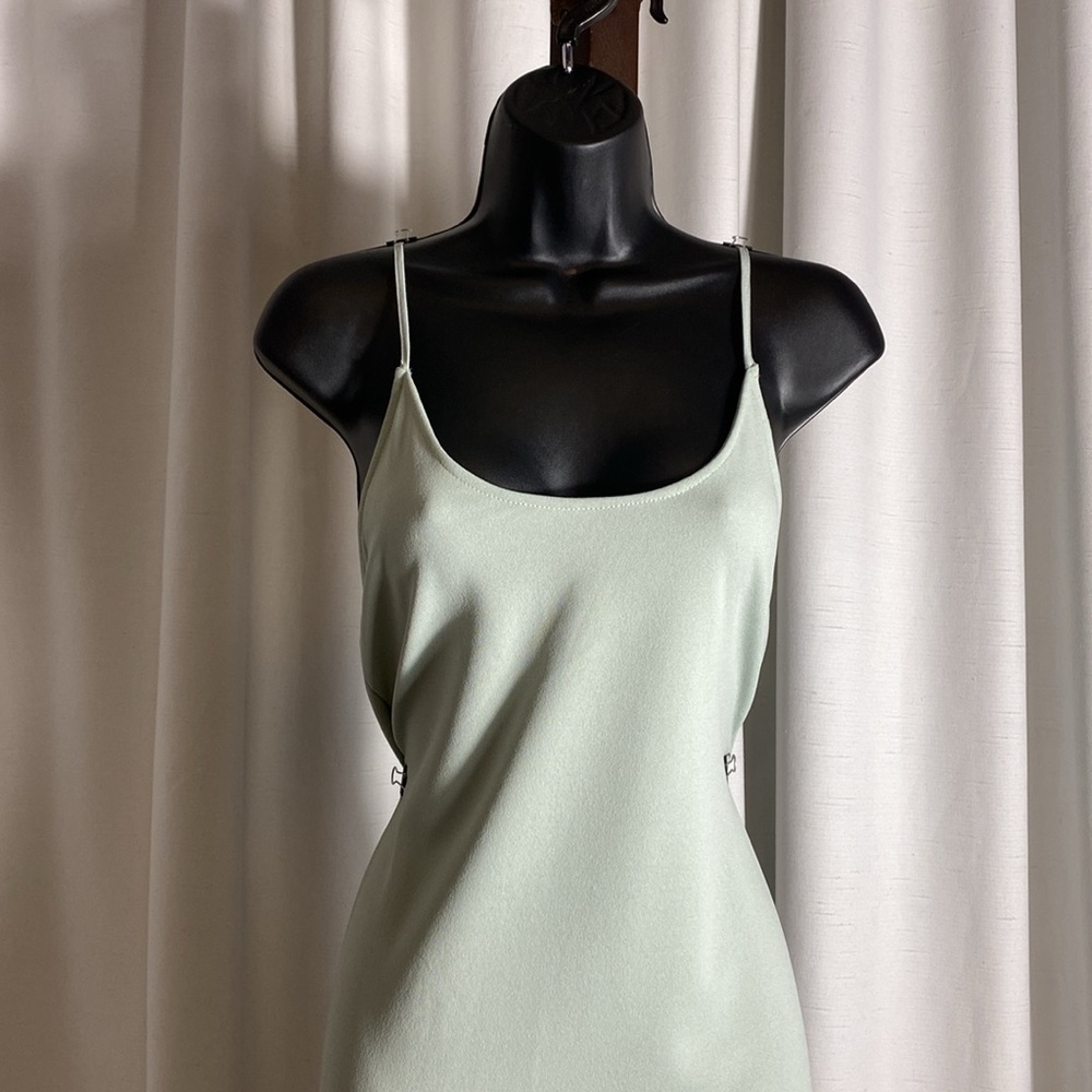 ZARA Woman Green Midi Long Strappy Slip Camisole Dress Size S - Picture 4 of 12